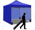 10x10 Pop up Canopy Tent with Sidewalls,Heavy Duty Waterproof Sun Shade Canopy Easy up Canopy with Wheel Bag Commercial Gazebo Tent for Outdoors Parties Vendors Camping Beach(Blue)