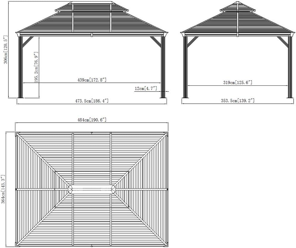 Sojag Outdoor 12' x 16' Mykonos Double Roof Hardtop Gazebo Outdoor Sun Shelter