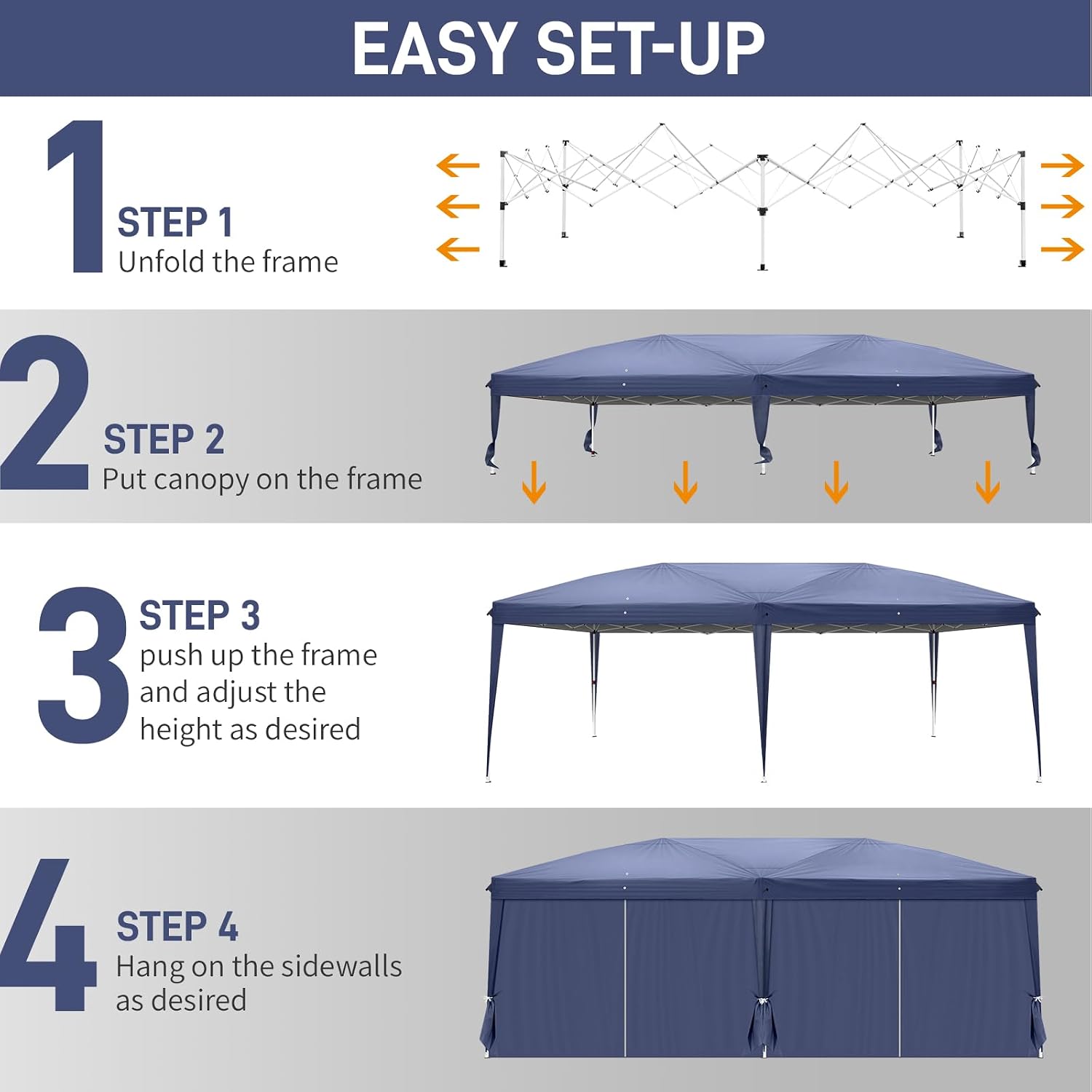 10x20 Pop Up Canopy Tent Outdoor Instant Gazebo Portable Shelter with Carry Bag for Commercial Activity Party Wedding Events Birthday BBQ
