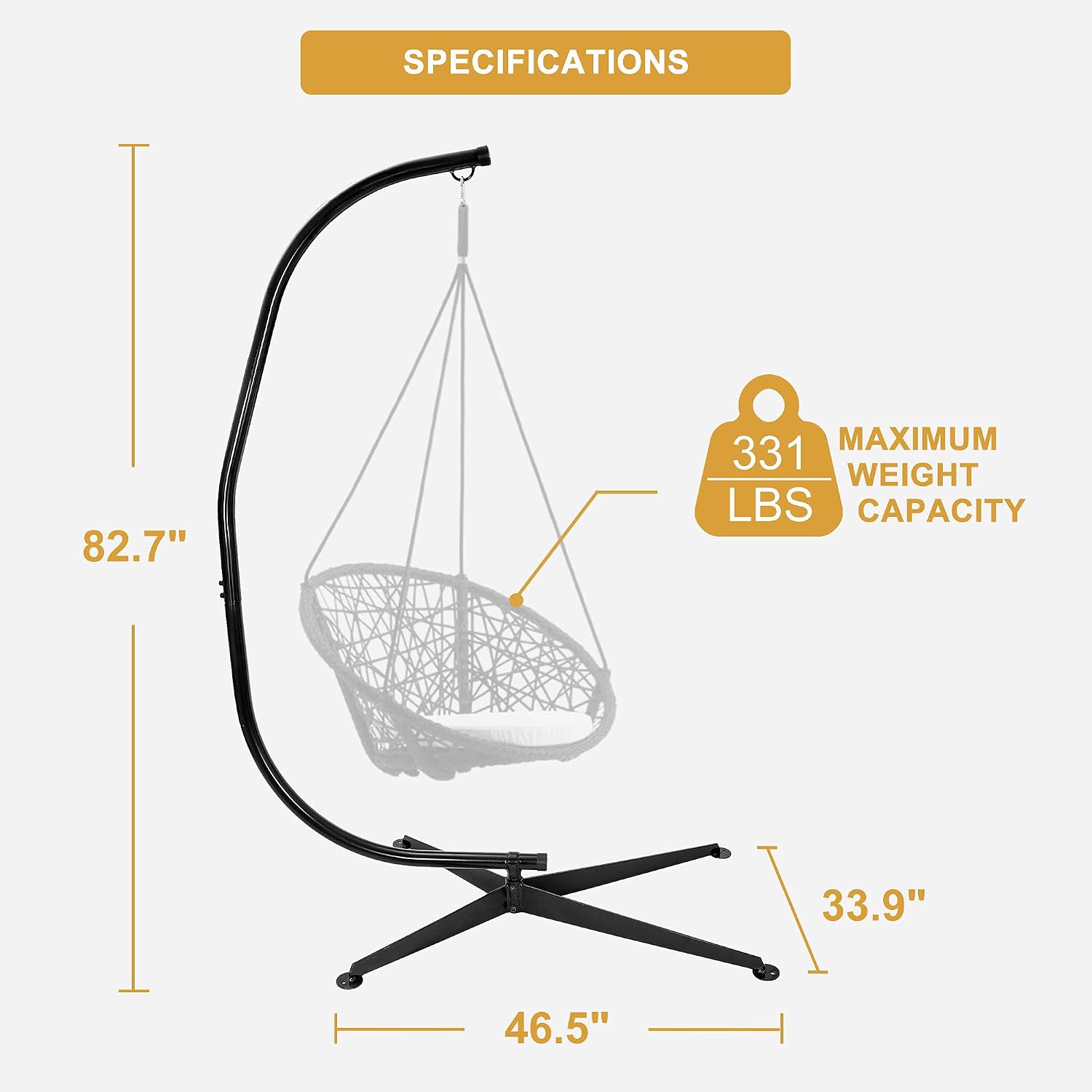 Nova Microdermabrasion Metal Hammock Hanging Stand, 360 Degree Rotation, 331 lbs Capacity