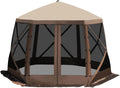 12x12ft Pop-Up Gazebo, Pop Up Canopy Outdoor Screen Tent 6 Side with Portable Carry Bag, Fiber Poles, Guy Rope, Ground Pegs, and 600D Oxford Cloth for Outdoor Camping, Lawn and Backyard