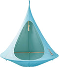 Double Cacoon Hanging Chair for Two – Cozy Indoor/Outdoor Hammock with Polyester Canvas, 440 lb Capacity, Includes 18ft Rope & Carabiner (Turquoise)