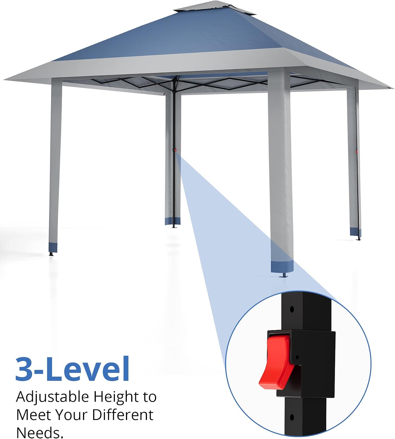 13x13 Pop Up Gazebo, Outdoor Canopy Tent with Mosquito Netting, [Adjustable Height & Spacious] Pop Up Tent with Double Roof, UV-Resistant Outdoor Gazebo for Backyard, Patio, Lawn, Garden, Deck(Blue)