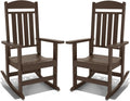NAVINE Outdoor Rocking Chairs Set of 2, Oversized High Back Patio Rocking Chairs, All Weather Porch Rocking Chairs for Outside. Coffee