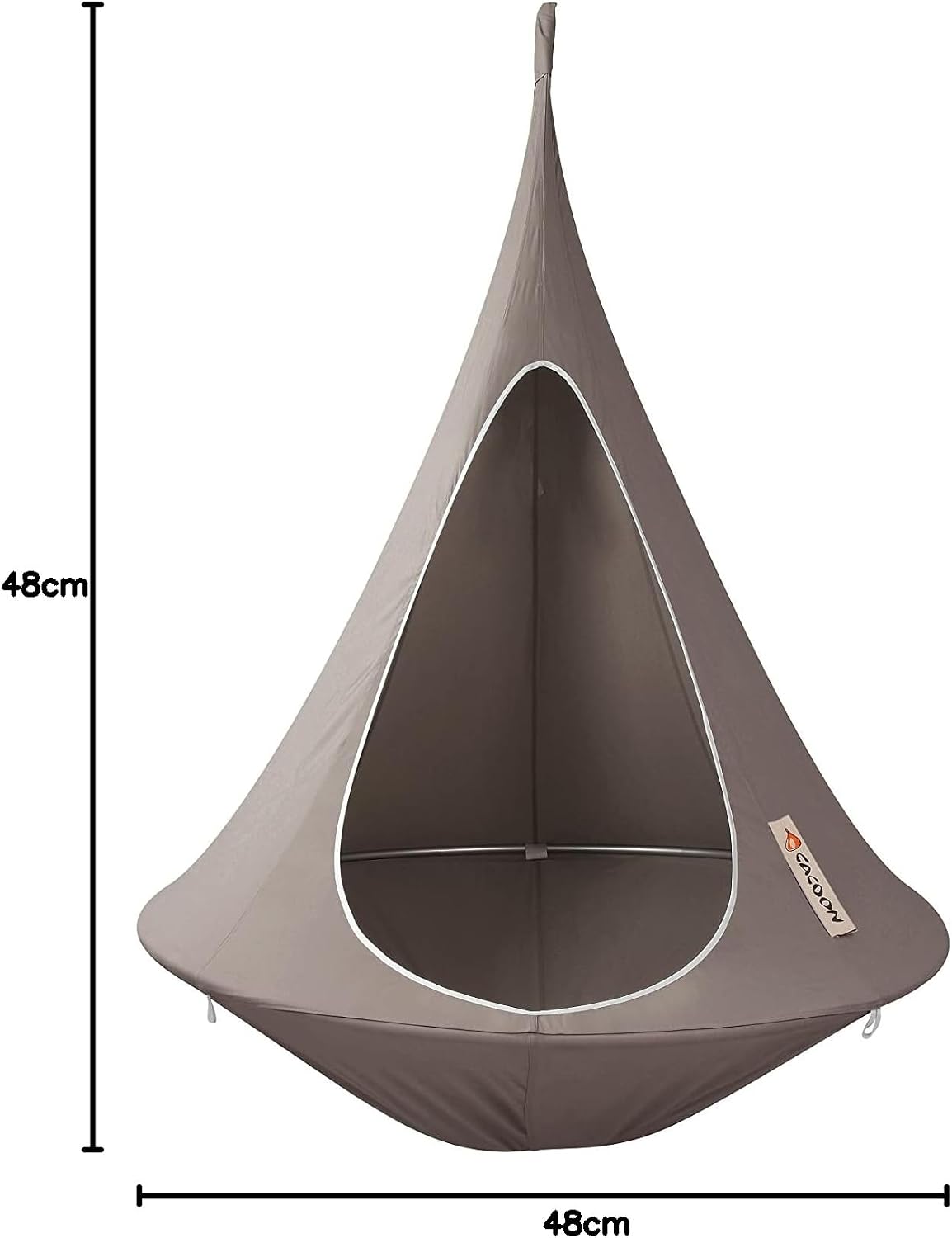 Kids Cacoon Hanging Chair - Weight Capacity 220Lbs - Outdoor and Indoor Use - Hanging Kit Included - Aluminum Ring for Durability (Taupe)