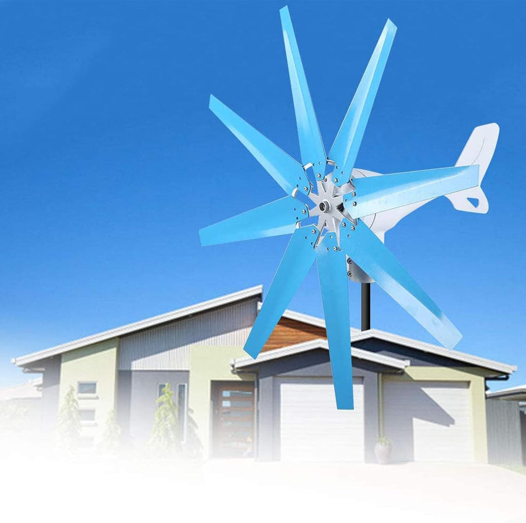 Wind Turbine 12000W with Wind Solar Controller, Wind Generator for Home Use, Wind Turbine Generator Kit 8 Blades Blue,12V