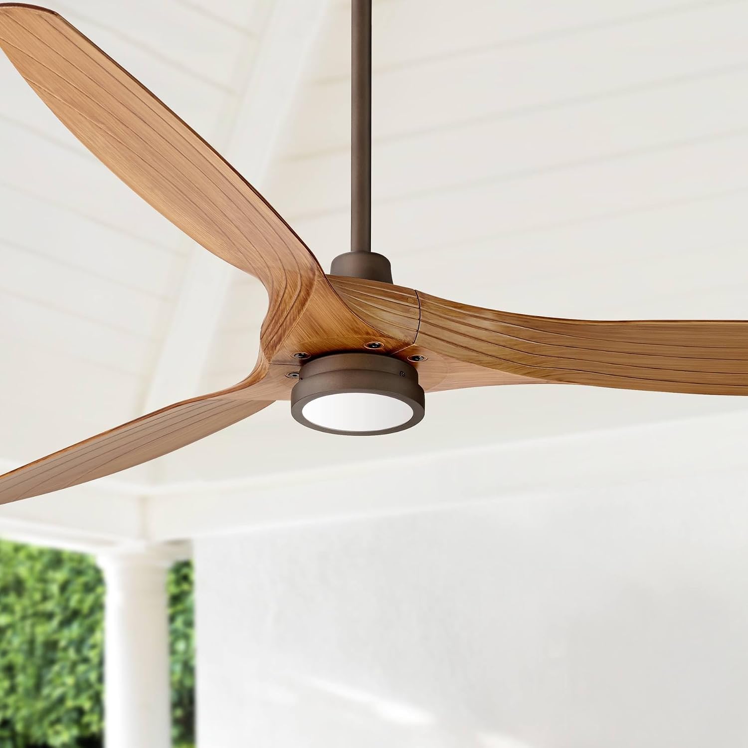 Casa Vieja 60' Aireon Modern Large 3 Blade Indoor Outdoor Ceiling Fan with LED Light Remote Control Rubbed Bronze Walnut Blades Damp Rated for Patio Exterior House Porch Gazebo Garage Barn