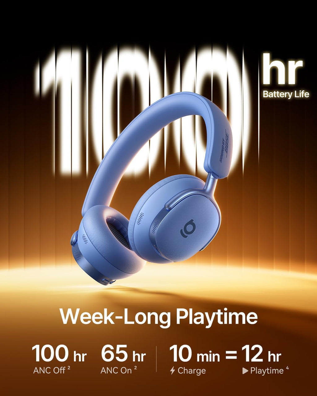 Baseus Inspire XH1 Adaptive Active Noise Cancelling Headphones, Sound by Bose, Dolby Audio, Premium Real-Time Adaptive ANC, Adaptive Tuning Rich Sound, Hi-Res Audio, 100H Playtime -Twilight Blue