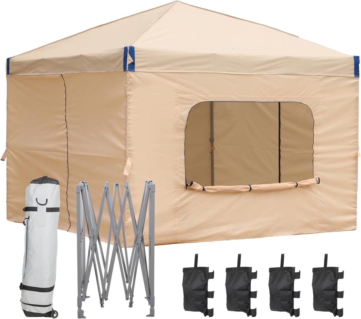 Aoodor 10x10 FT Pop-Up Canopy Tent with Roller Bag and Curtain - Portable Instant Shade, Sturdy Iron Frame, Water-Resistant 210D Oxford Fabric, UV Protection, Ideal for Camping and Outdoor Events