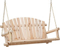 Wooden Porch Swing Outdoor Bench Swing Chair 2-Seater W/Hanging Chains for Patio Garden Backyard, Heavy Duty 800 LBS, 4 Ft, Unfinished