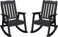 Greesum Set of 2 Outdoor Rocking Chair, 300lbs All-Weather Patio Rocker, Rust-Proof & UV-Resistant, Comfortable Smooth Glide for Deck, Porch, Lawn, or Garden, Black