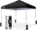 CROWN SHADES 12x12 Pop Up Canopy Outside Canopy, Patented One Push Tent Canopy with Wheeled Carry Bag, Bonus 8 Stakes and 4 Ropes, Black