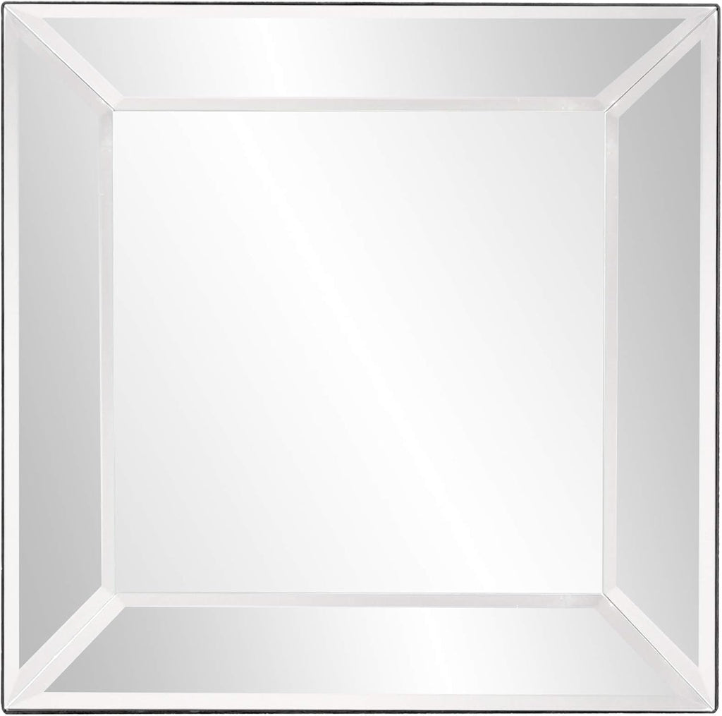 Howard Elliott Collection Vogue Inward Rectangular Hanging Wall Mirror, Large Silver Decorative Wall Mounted Vanity Mirror with Glass Frame for Bedroom, Living Room & Entryway, 24 x 24 Inch