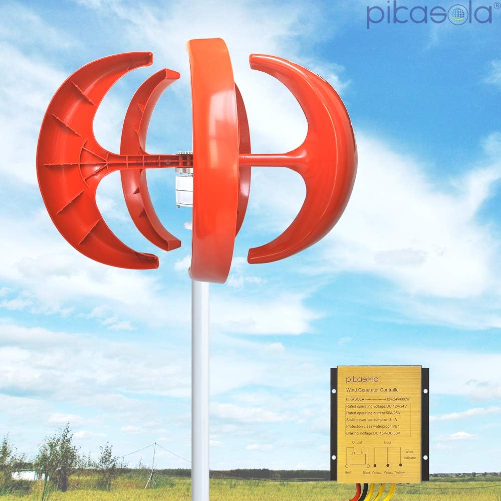 Wind Turbine 200W max 220W 12V 5 Blade Wind Vertical Axis Generator 3 Phase AC Permanent Magnet Generator Wind Turbine Kit with Controller for Hybrid Wind Solar System