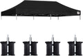 Eurmax USA 10x20 Pop Up Canopy Replacement Top,Universal Instant Canopy Cover ONLY,Heavy Duty UPF 50+ UV Protection,Water & Wind Resistant Tarp,30+ Colors Available,Bonus 4 Sand Bags (Black)