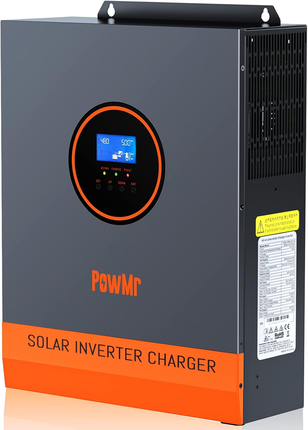 PowMr Solar Inverter 5000W 48V to 110V, 5000 watt Inverter Pure Sine Wave 48V Built-in 80A MPPT Controller and 40A AC Charger, Max.PV Input Up to 5500W, 500VOC, Support Utility/Generator/Solar Charge