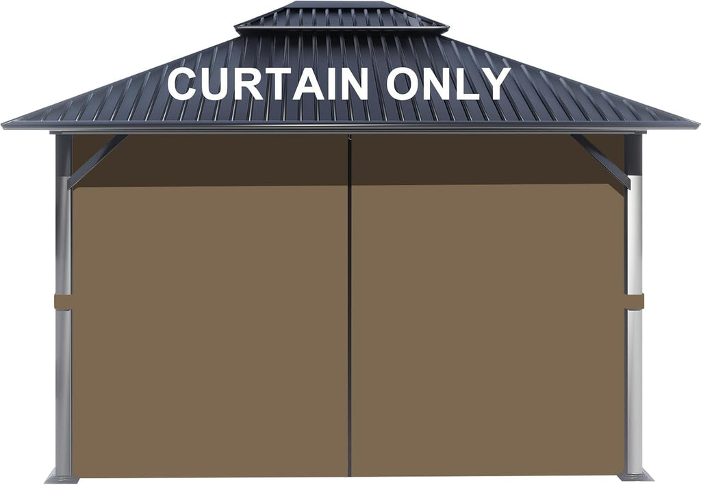 BPS 12' x 16' Gazebo Privacy Curtains with Double Zipper, 4-Panels Side Wall Universal Gazebo Side Panels Replacement for Patio, Outdoor Canopy, Garden and Backyard (Curtain Only)