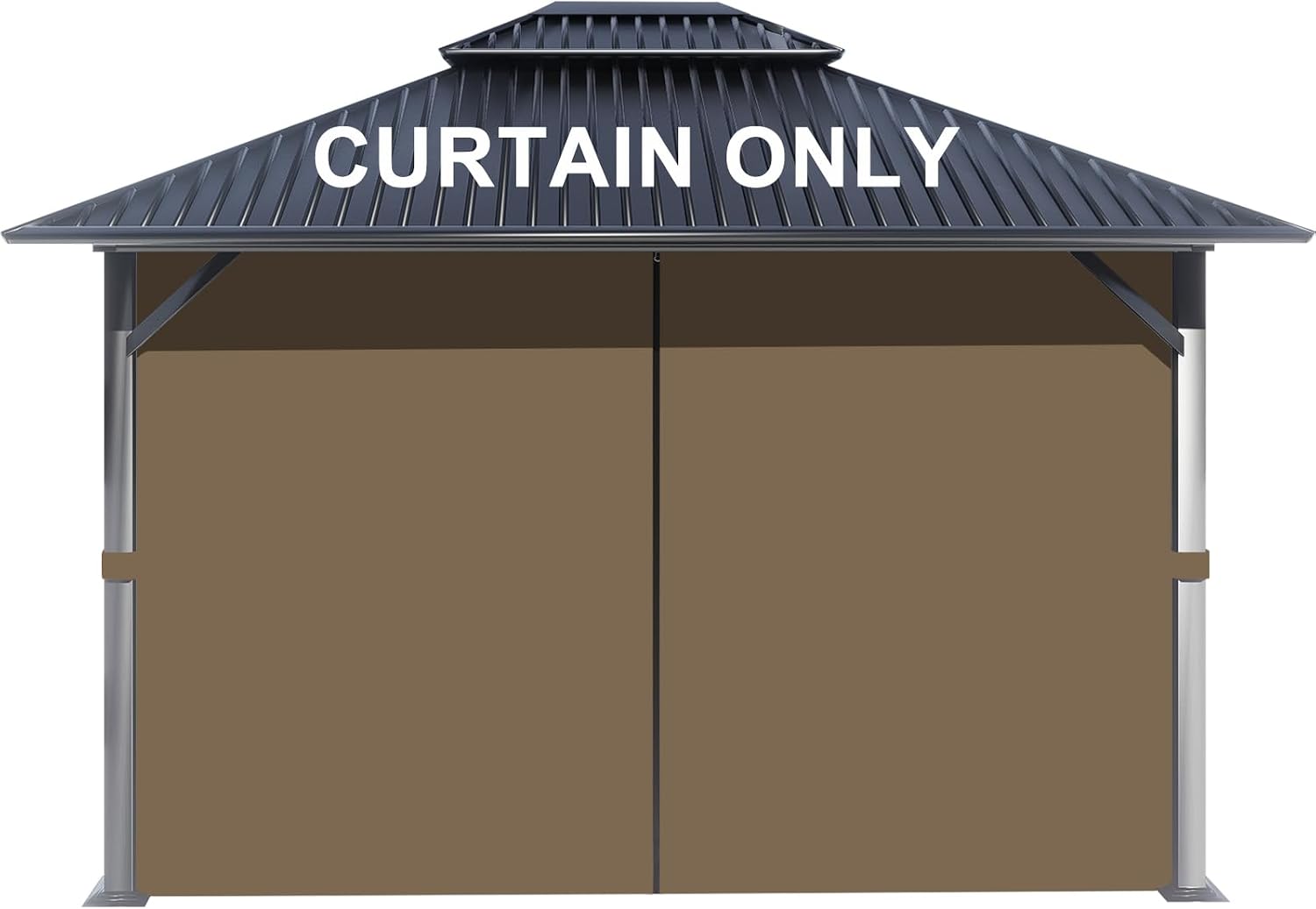 BPS 12' x 16' Gazebo Privacy Curtains with Double Zipper, 4-Panels Side Wall Universal Gazebo Side Panels Replacement for Patio, Outdoor Canopy, Garden and Backyard (Curtain Only)