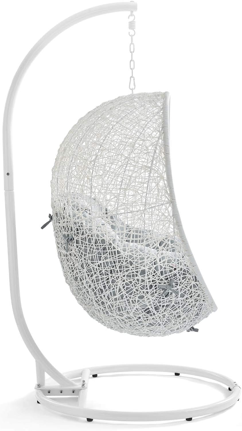 LexMod EEI-2273-WHI-GRY Hide Outdoor Patio Swing Chair, White Gray
