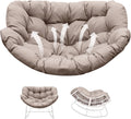 Thickened Waterproof Papasan Rocking Chair Cushion – 6.3'' Patio Egg Chair Pad with Ties, Outdoor/Indoor Rattan Hammock Chair Cushion for Porch, Garden, Balcony (Only Cushion) (Beige)