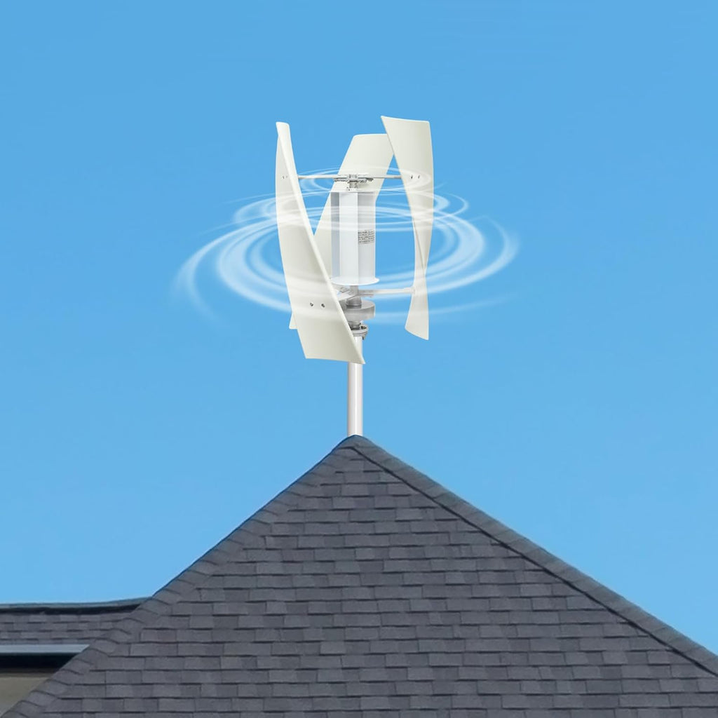 Wind Generator, 500W 24V 3 Blade Vertical Wind Turbine Generator Vertical Axis Wind Turbine Vertical Wind Generators Kit Wind Power Generators w/Auxiliary Wind Wheel for Home, Business, Ships