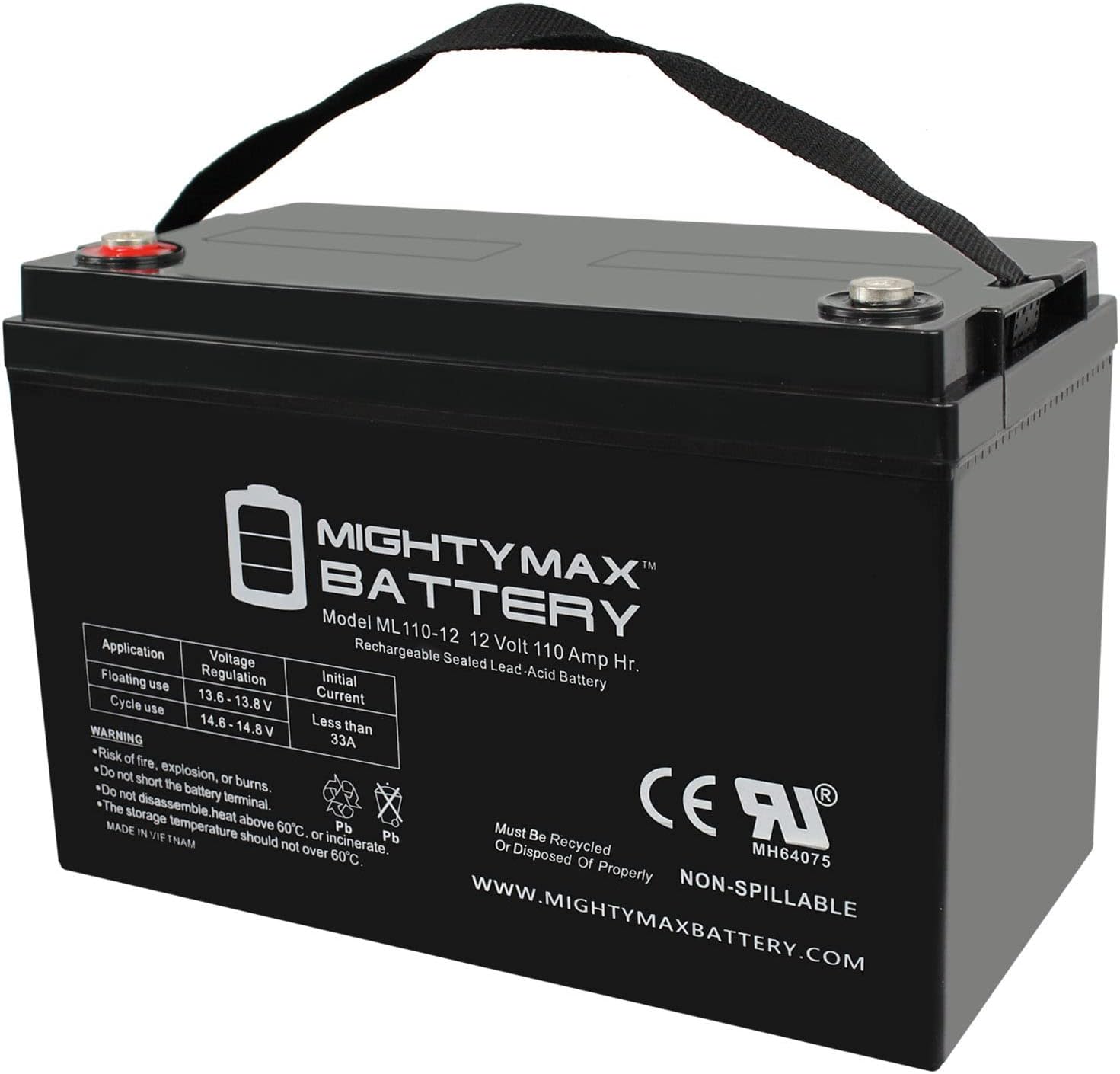 Mighty Max Battery 12V 110AH SLA Battery Replaces Goal Zero Yeti 1250 Solar Generator