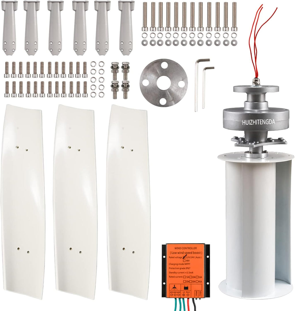 10000W Wind Turbine Vertical Wind Generator Kit, 220V Wind Power Generator for Marine, RV, Home, Windmill Generator Suit for Hybrid Solar Wind System