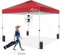 Acepic 10x10 Pop Up Canopy Tent,300D Silver-Coating Top,Pop Up Canopy Tent Instant Portable Shelter with 1-Button Push and Wheel Carry Bag, 8 Stakes and 4 Canopy Weights (Lava Red, 10x10)