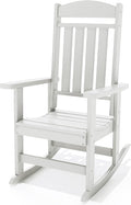NAVINE Outdoor Rocking Chairs, Oversized High Back Patio Rocking Chairs, All Weather Porch Rocking Chairs for Outside. White
