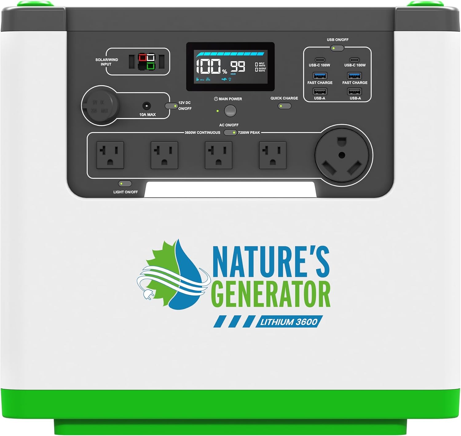 Nature's Generator Lithium 3600 Gold Pro,1 x Lithium 3600 + 2x 410 Panels + 50' Cable