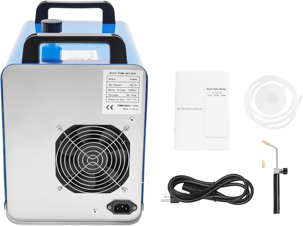 Hydrogen Generator Water Welder 95L/H Acrylic HHO Flame Polisher Polishing ,Oxygen Generator for Home Use Machine ,in Power Polishers & Buffers AC 110V 400W + Gas Torch, for Tools & Home Improvement
