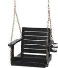 VINGLI Heavy Duty 880 LBS HDPE Porch Swing Outdoor with Rotatable Cup Holder, with Adjustable Chains, 1 Person Hanging Porch Swing Chair for Porch, Yard, Tree, Garden - Black