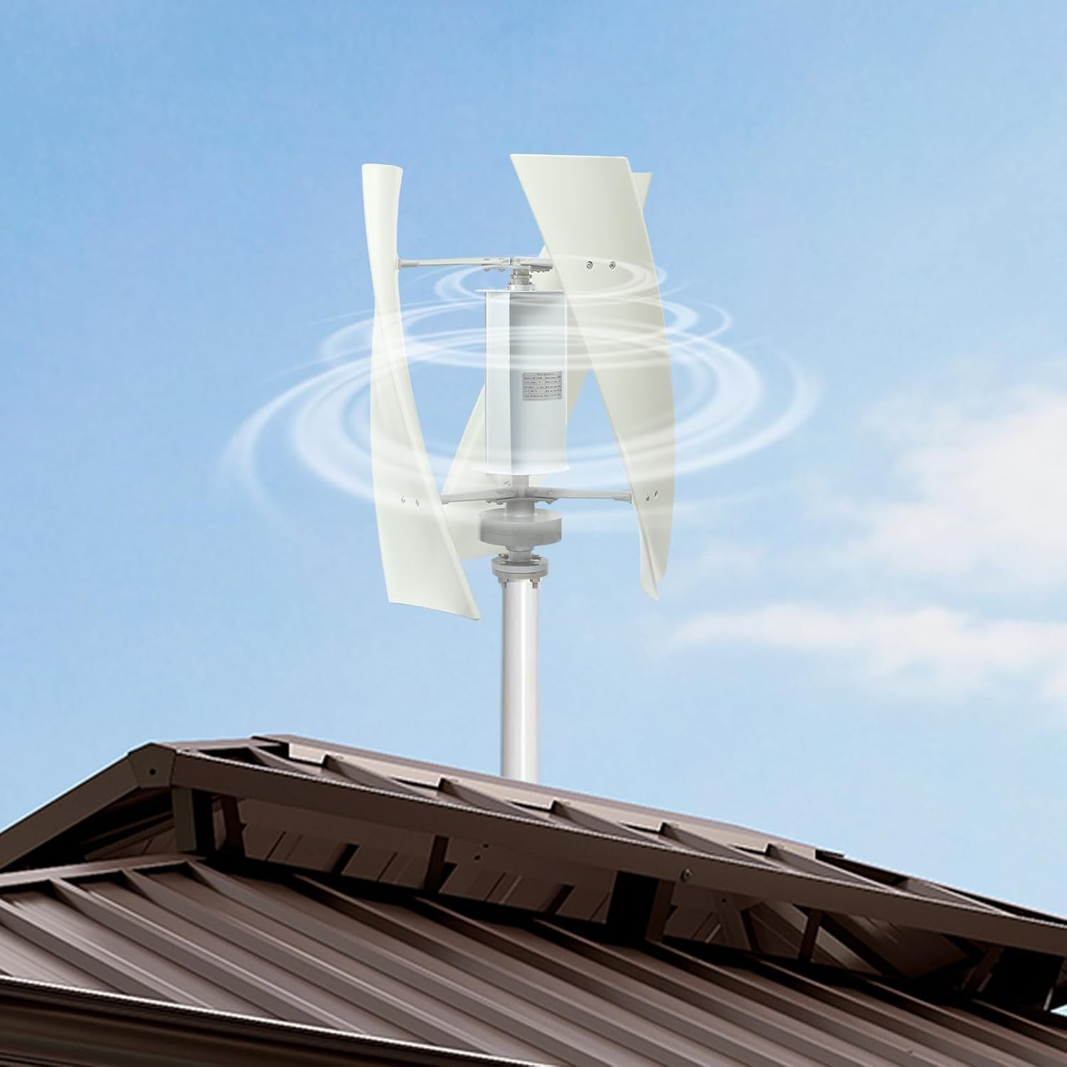 Wind Generator, 500W 12V 3 Blade Vertical Wind Turbine Generator Vertical Axis Wind Turbine Vertical Wind Generators Kit Wind Power Generators w/Auxiliary Wind Wheel for Home, Business, Ships