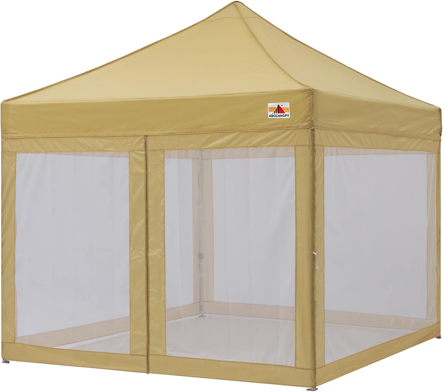 ABCCANOPY 10x10 Commercial Pop up Canopy Tent with Mesh Walls, Beige