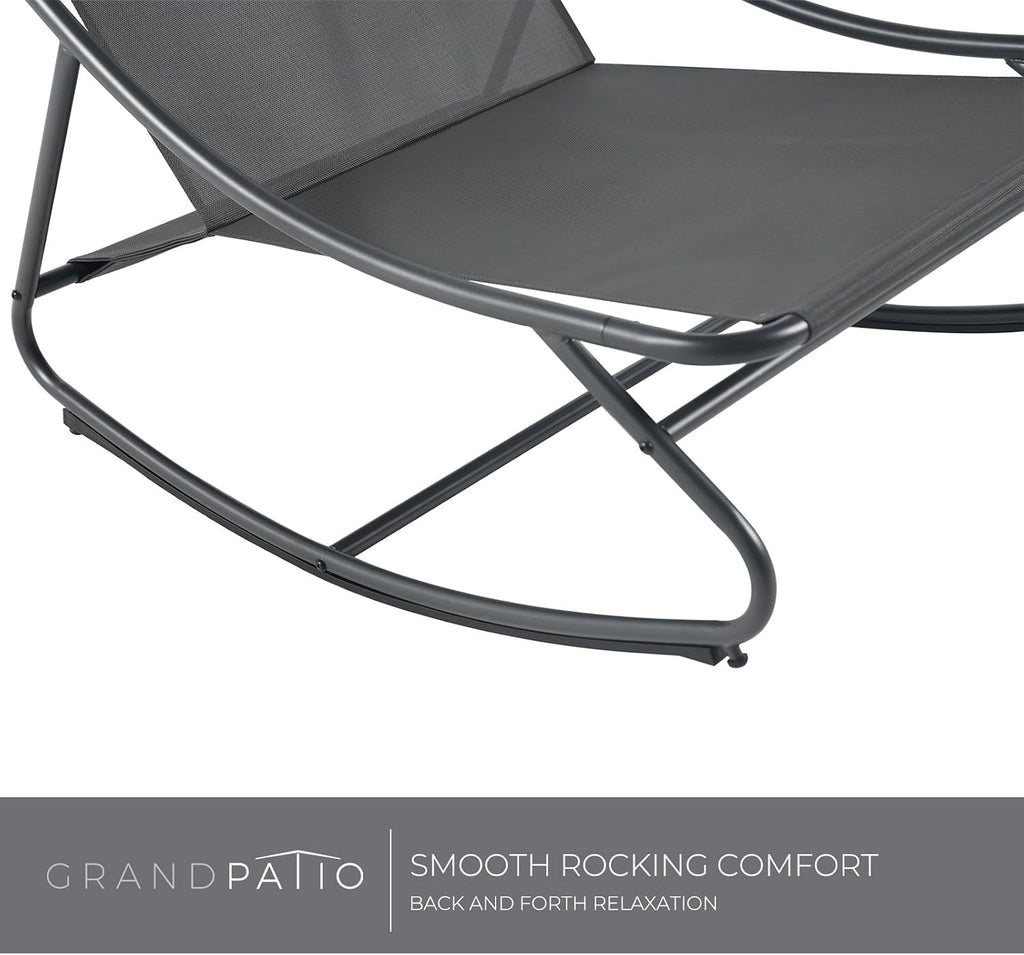 Grand patio Rocking Chair Indoor and Outdoor, Metal Patio Lounge Rocking Chair with Thick Cushion, Comfy Modern Rocker for Living Room Porch Backyard