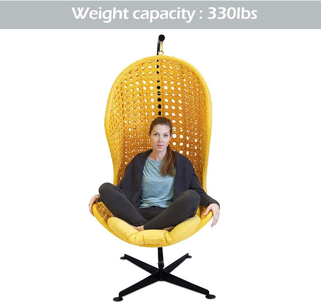 ReunionG Steel Hammock Stand, C-Stand for Hanging Chair, Metal Hanging Chair Stand, Heavy Duty Egg Chair Stand, Porch Swing w/Weather-Resistant Finish, 360-Degree Rotation