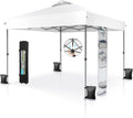 MFSTUDIO 10x10 Pop up Canopy Tent, Gazebo Shelter Sun Shade Canopies One Push Setup Portable Popup Easy Set up Tents with Vented Top,Storage,4 Sandbags,for Beach,Parties,Camping