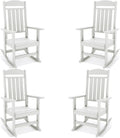 NAVINE Outdoor Rocking Chairs Set of 4, Oversized High Back Patio Rocking Chairs, All Weather Porch Rocking Chairs for Outside. White