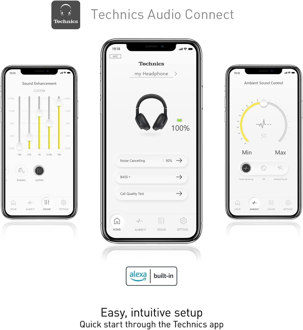 Technics - Wireless Noise Cancelling Over-Ear Headphones with 2 Device Multipoint Connectivity - EAH-A800-K Black