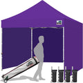 Eurmax USA 10x10 Pop Up Canopy Tent,Commercial Tent with Patented No-Tip Rolling Bag,4 Zippered Removable Walls,UV & Water Resistant Canopy Top,Heavy Duty Outdoor Gazebo,Instant Shelter(Purple)