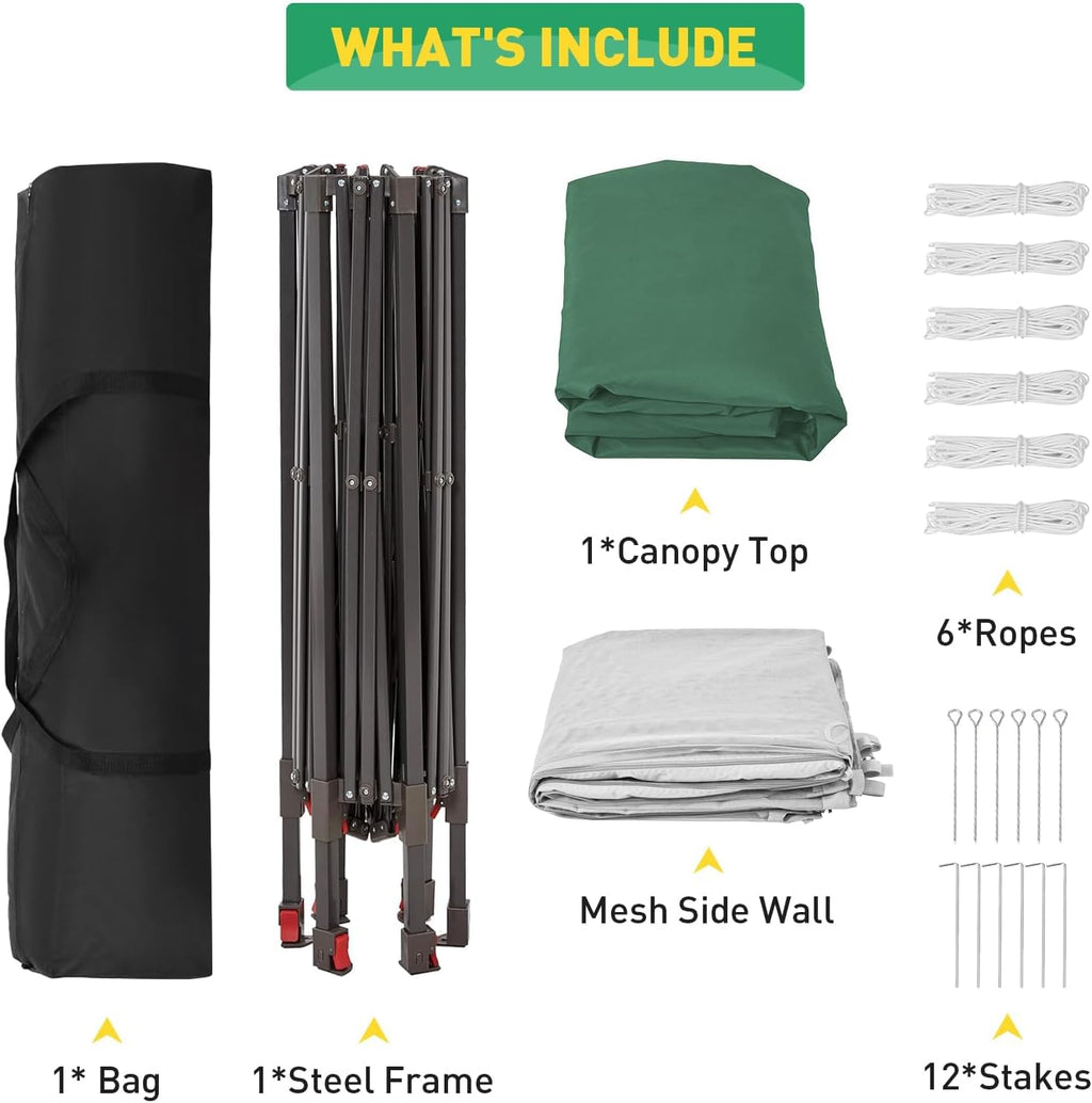 13x13 Ft 6-Sided Pop-Up Gazebo Canopy Tent with Removable Mesh Netting - Waterproof UV Protection Outdoor Instant Shelter for Patio, Backyard, Camping & Beach