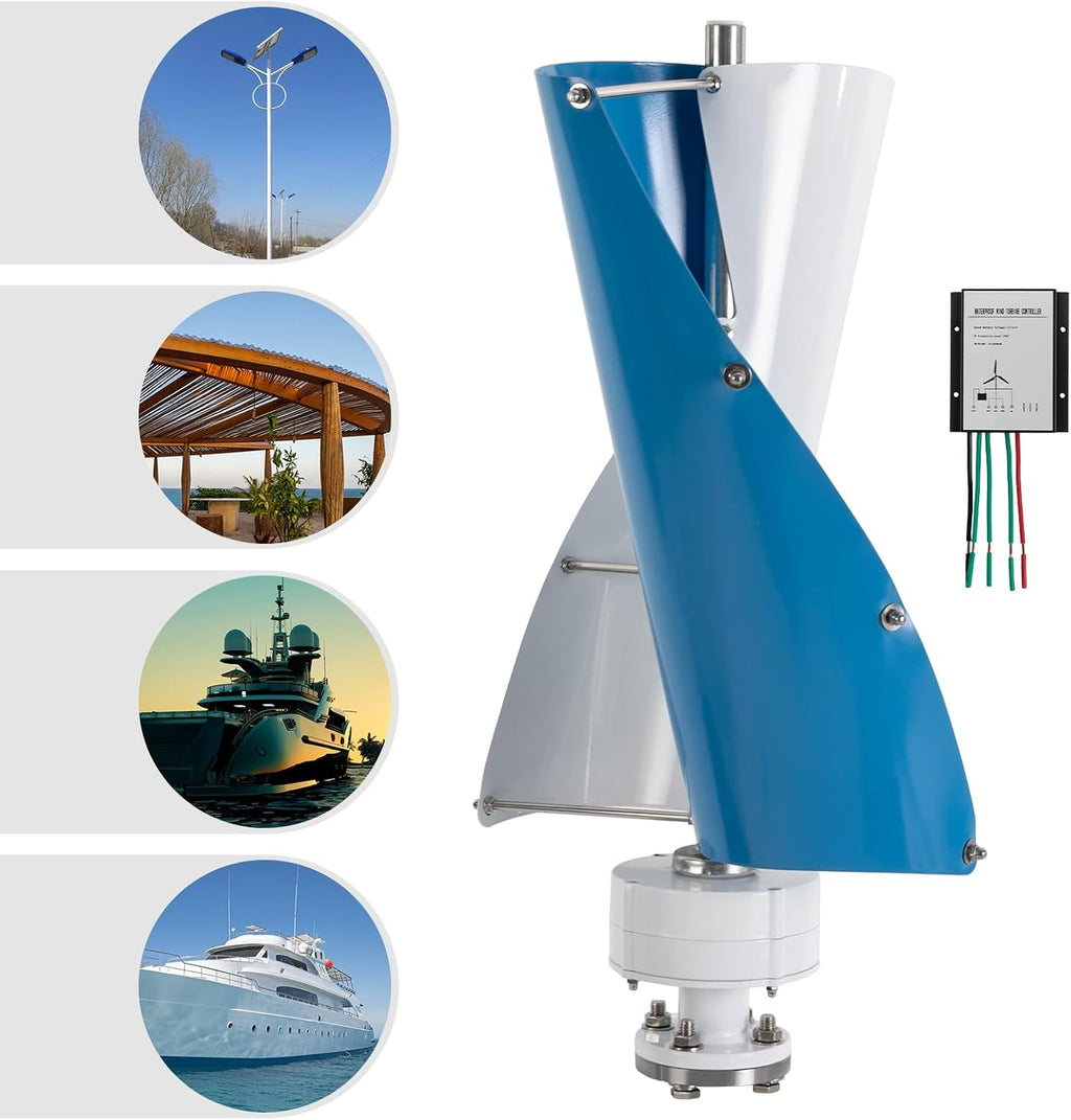 Wind Generator, 100W 12V Vertical Wind Turbine Generator Vertical Axis Wind Turbine Vertical Wind Generators Kit Wind Power Generators w/Controller for Home, Business, Ships