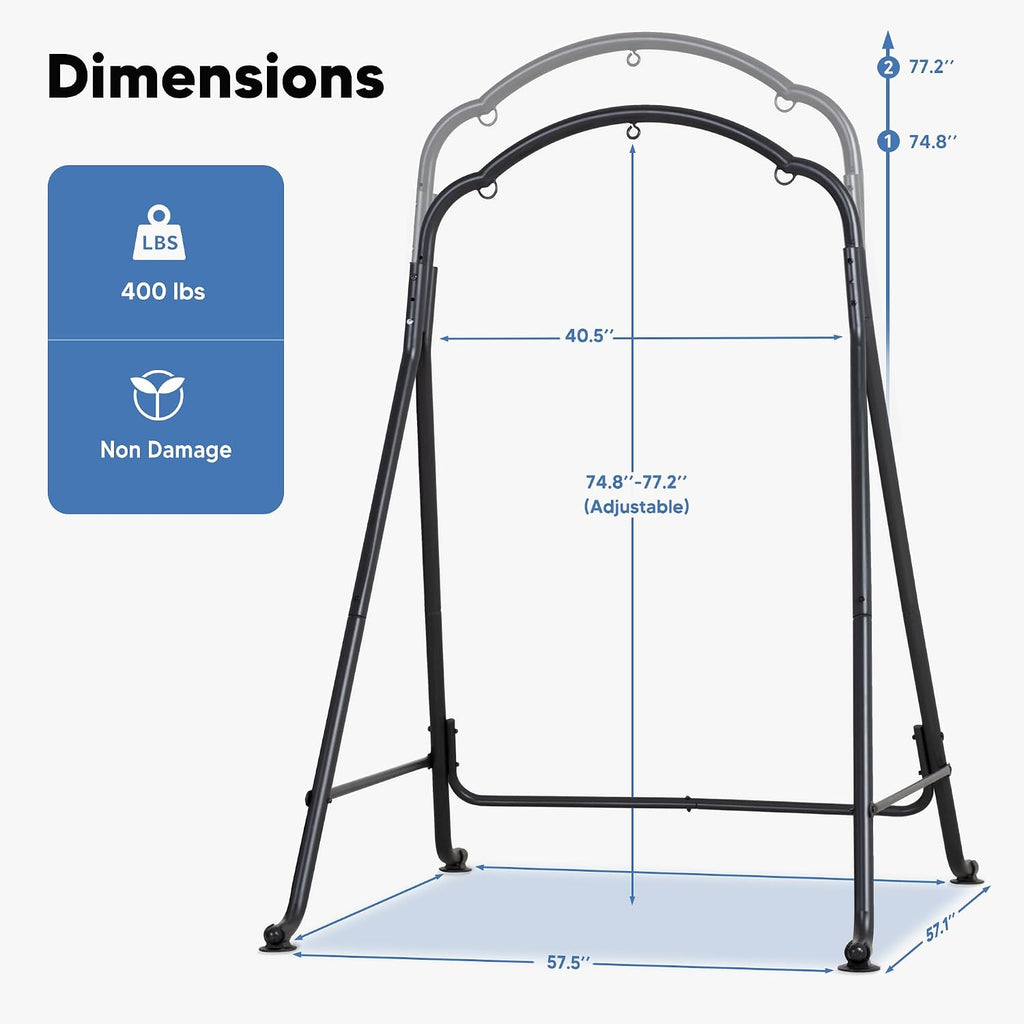 SUNCREAT Hammock Chair Stand, Heavy-Duty Steel Swing Stand, 400lbs Capacity, Multi-Use Hanging Chair Stand for Outdoor Indoor, Hammock Chair not Include, Black