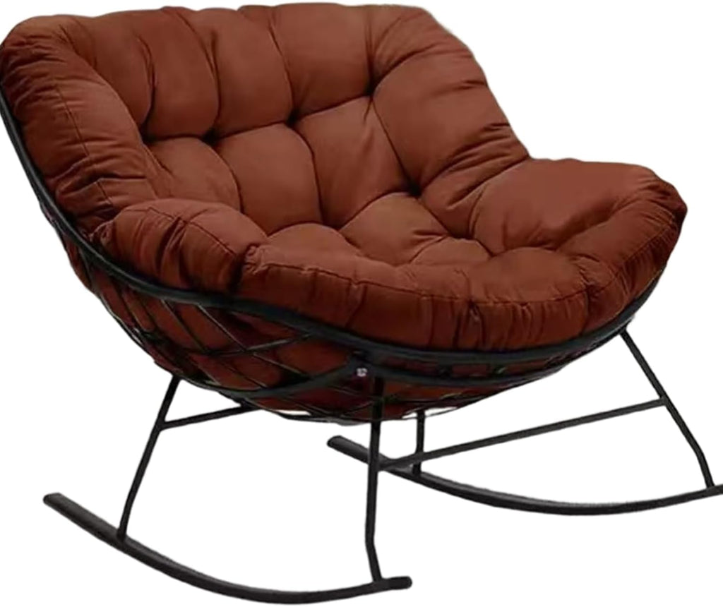 Indoor Outdoor Rocking Chair Cushion(Only Cushion),Waterproof Wicker Egg Chair Replacement Pad, Thick Papasan Seat Cushion for Patio, Porch, Balcony, or Garden(Brown)