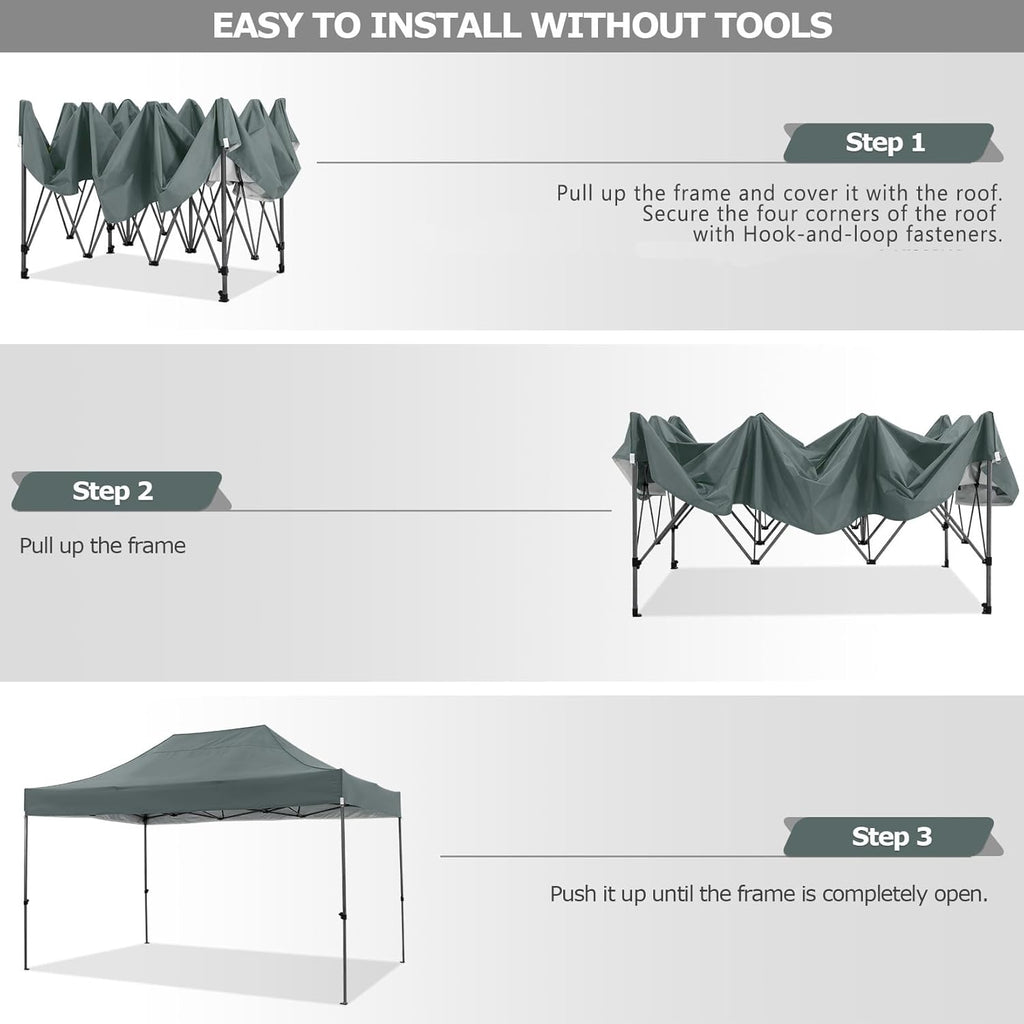 COBIZI 10x15 Pop Up Canopy with 4 Sidewall,Heavy Duty Canopy UPF 50+ All Season Wind Waterproof Commercial Outdoor Wedding Party Tents for Parties Gazebo with Carry Bag(10 x 15 ft Gray)
