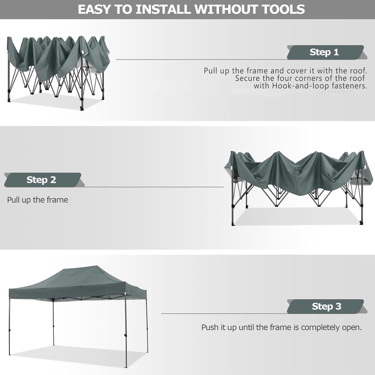 COBIZI 10x15 Pop Up Canopy with 4 Sidewall,Heavy Duty Canopy UPF 50+ All Season Wind Waterproof Commercial Outdoor Wedding Party Tents for Parties Gazebo with Carry Bag(10 x 15 ft Gray)
