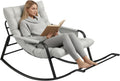 Oversized Indoor Rocking Chair, Plush Papasan Chair with Comfy Padded Cushions & Side Pocket, for Patio Garden, Porch, Lounge, Outdoor, Beige