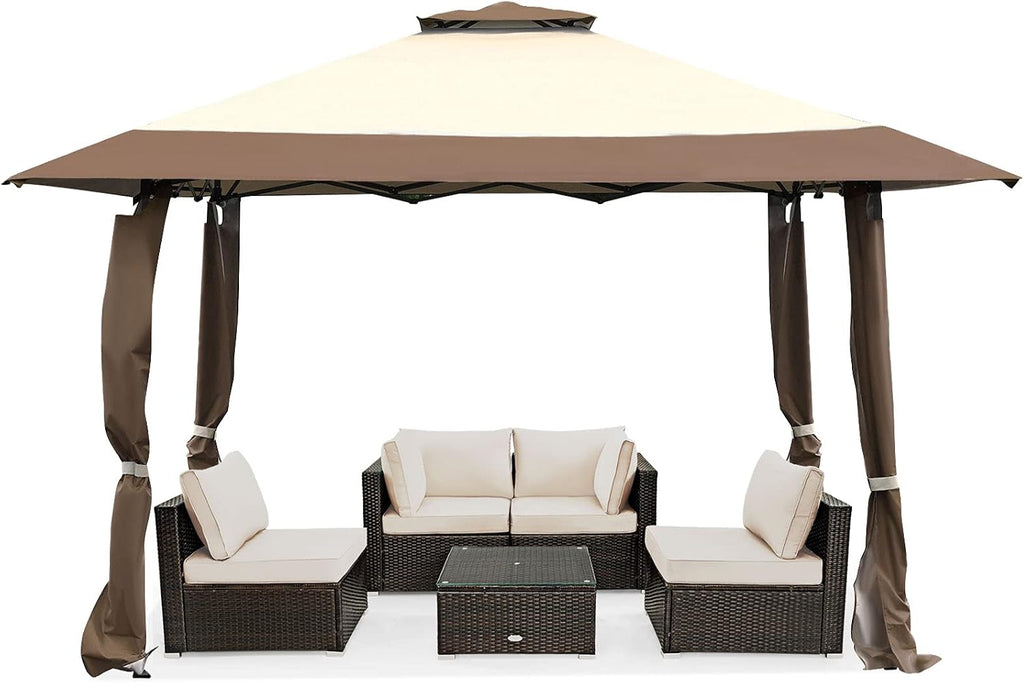 Tangkula Gazebo 13' x 13', Pop Up Gazebo Tent, Suitable for Patio and Garden, Outdoor Gazebos with 169 Square Feet of Shade, Portable with Carry Bag