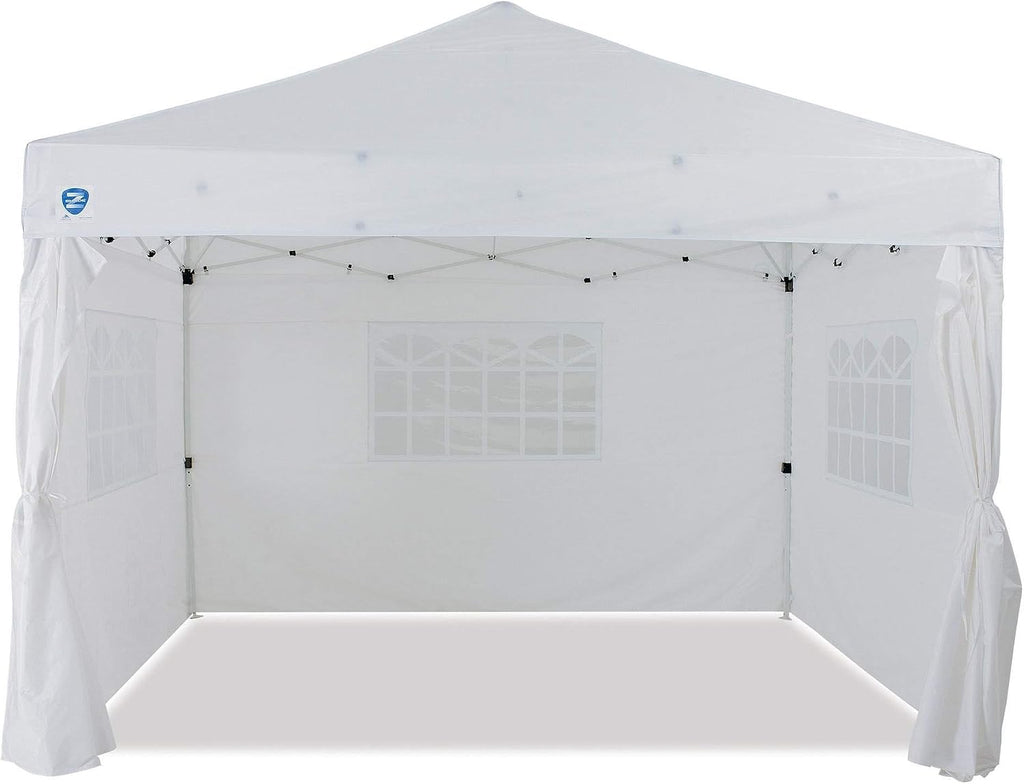 Z-Shade Venture 12 x 10 Foot Lawn Garden Event Outdoor Pop Up Canopy Gazebo Portable Shelter Tent with Walls and Windows, White