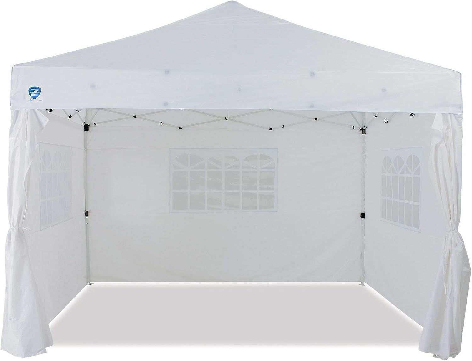 Z-Shade Venture 12 x 10 Foot Lawn Garden Event Outdoor Pop Up Canopy Gazebo Portable Shelter Tent with Walls and Windows, White